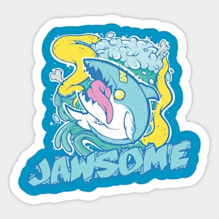 Jawsome High Tide Ocean Sea 80's Shark Lover Urban Streetwear Sticker